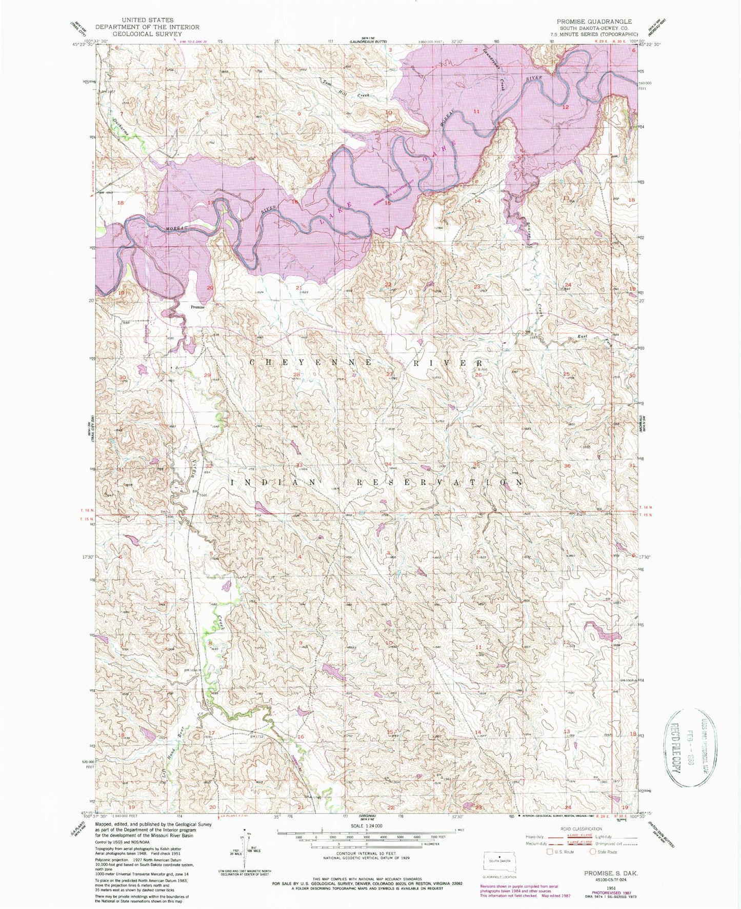 Classic USGS Promise South Dakota 7.5'x7.5' Topo Map Image