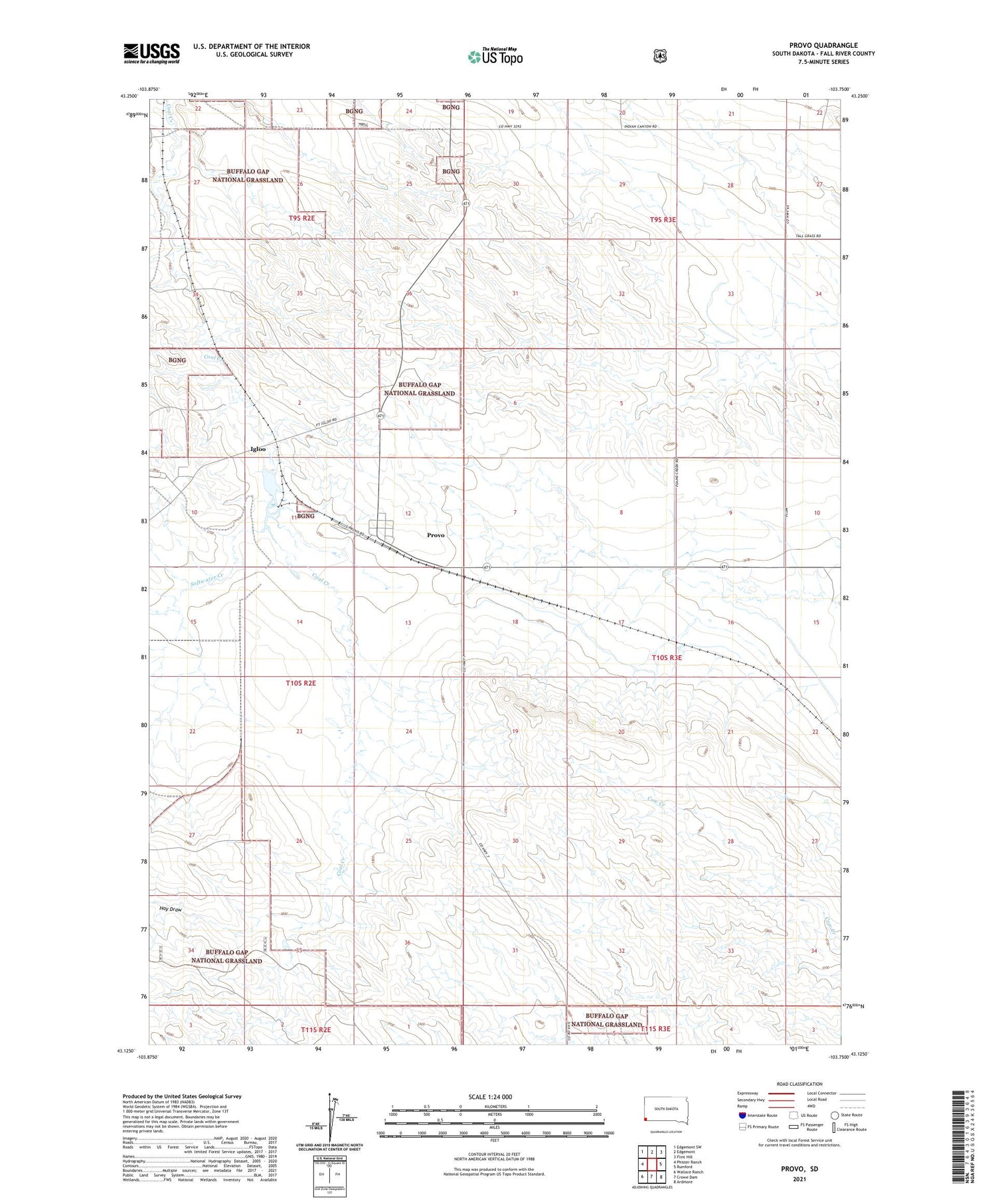 Provo South Dakota US Topo Map Image