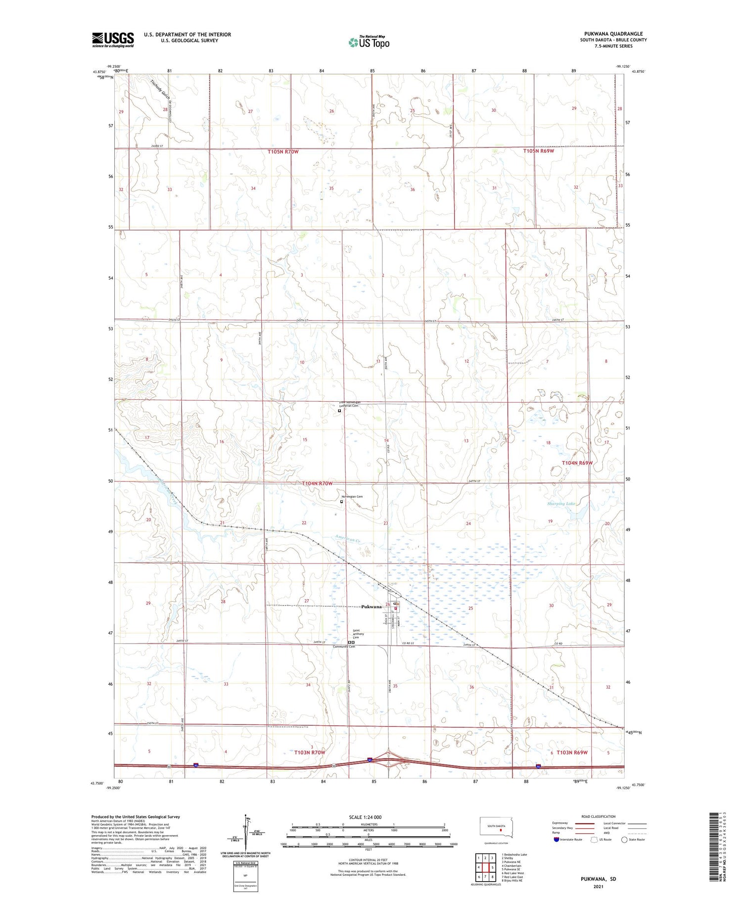 Pukwana South Dakota US Topo Map Image