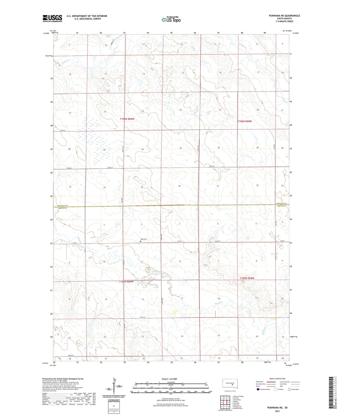 Pukwana NE South Dakota US Topo Map Image