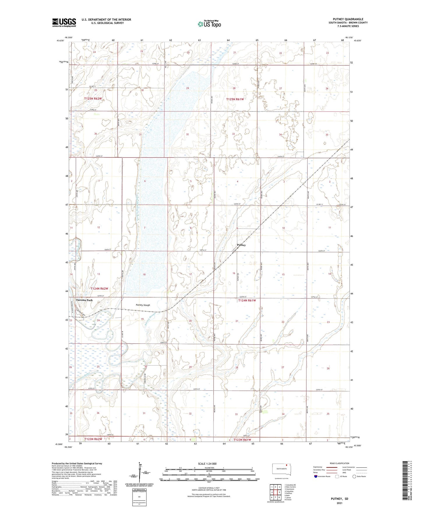 Putney South Dakota US Topo Map Image