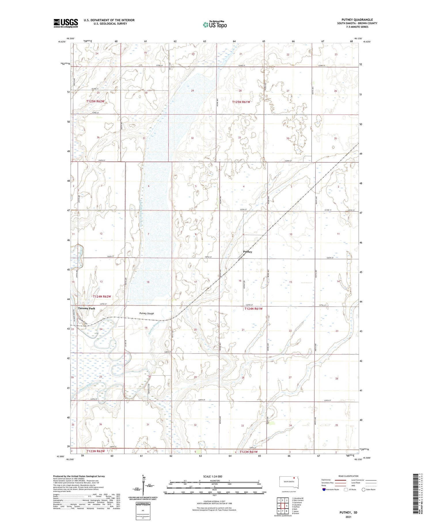 Putney South Dakota US Topo Map Image