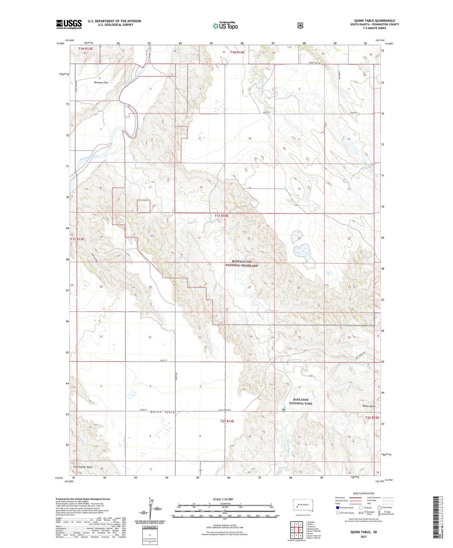 Quinn Table South Dakota US Topo Map Image