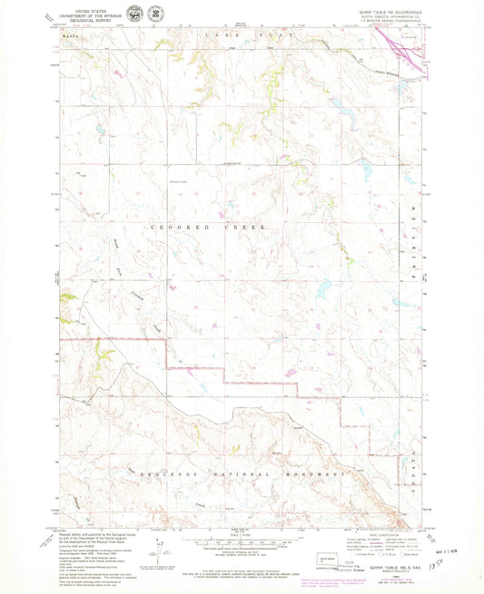 Classic USGS Quinn Table NE South Dakota 7.5'x7.5' Topo Map Image
