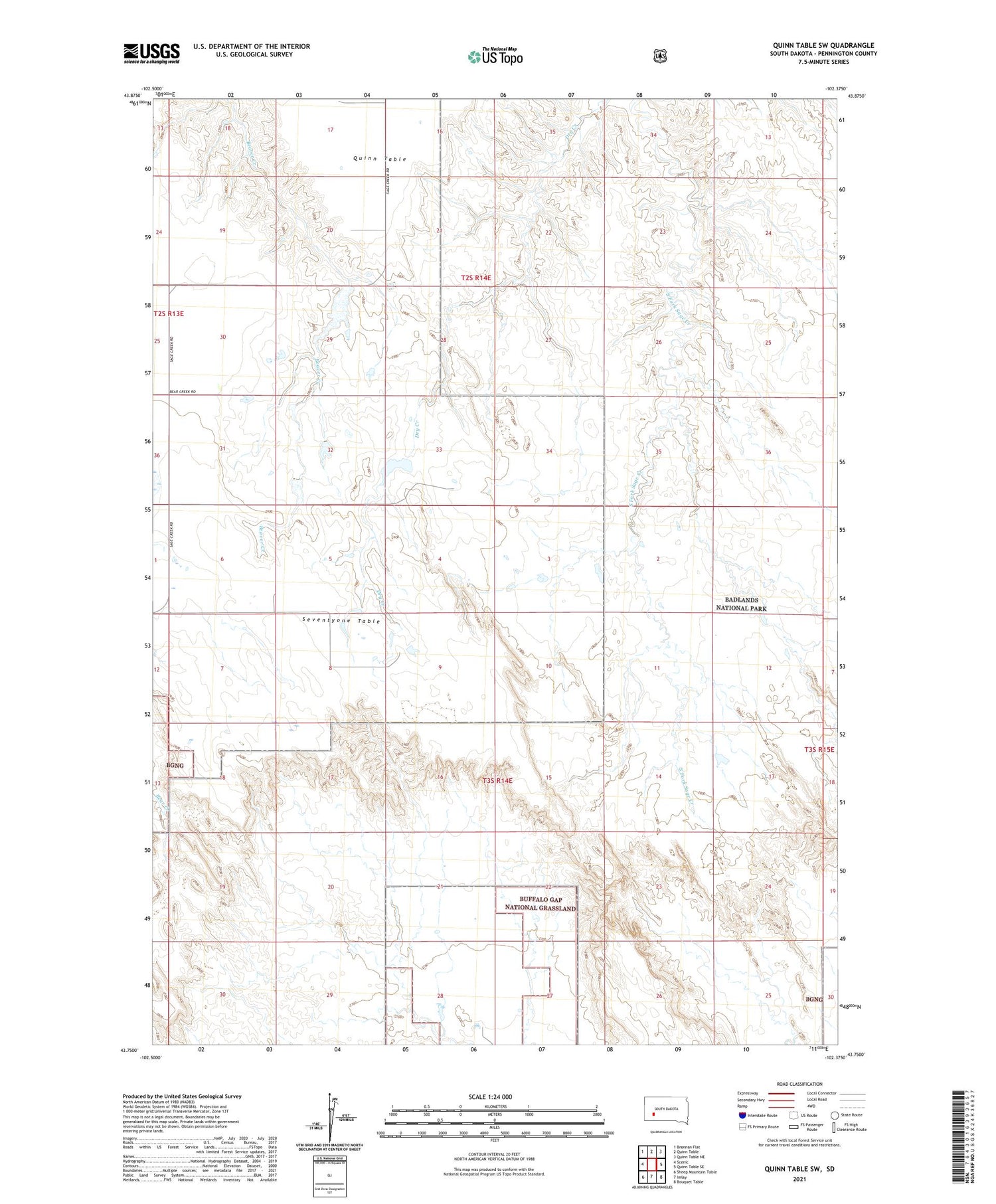 Quinn Table SW South Dakota US Topo Map Image