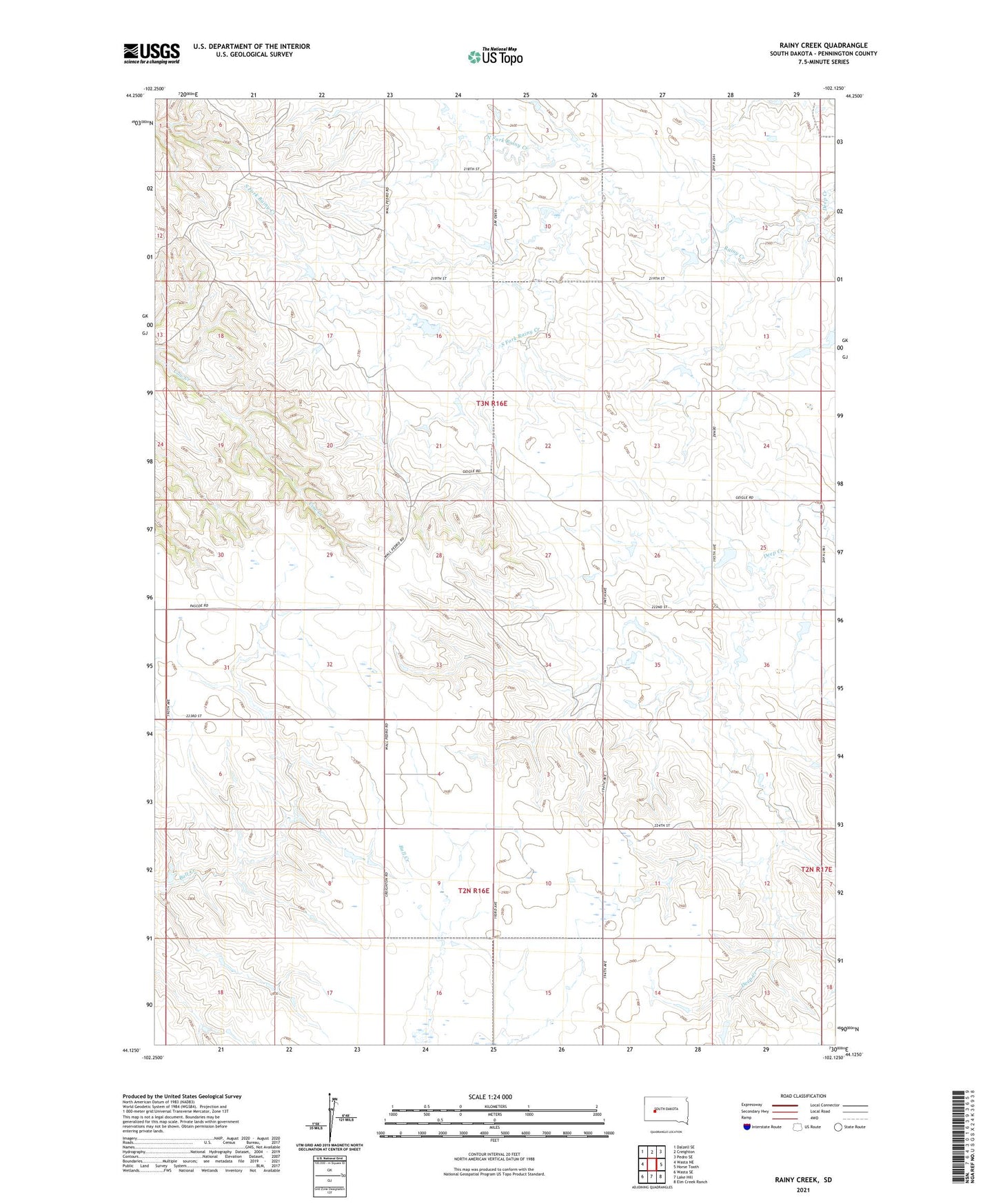 Rainy Creek South Dakota US Topo Map Image