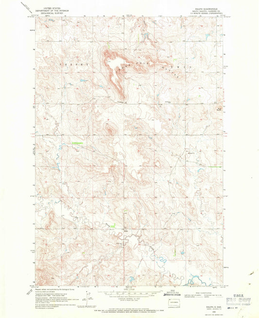 Classic USGS Ralph South Dakota 7.5'x7.5' Topo Map Image