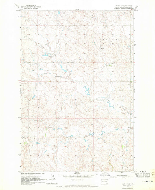 Classic USGS Ralph SW South Dakota 7.5'x7.5' Topo Map Image