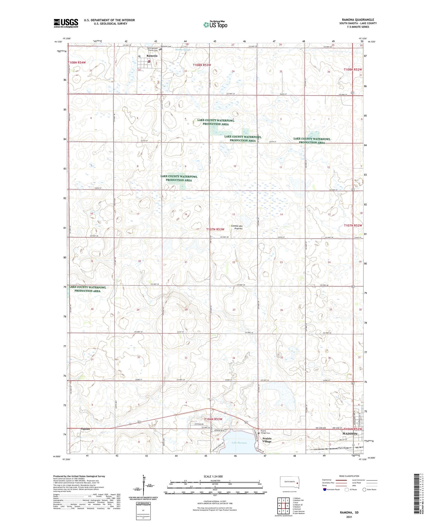 Ramona South Dakota US Topo Map Image