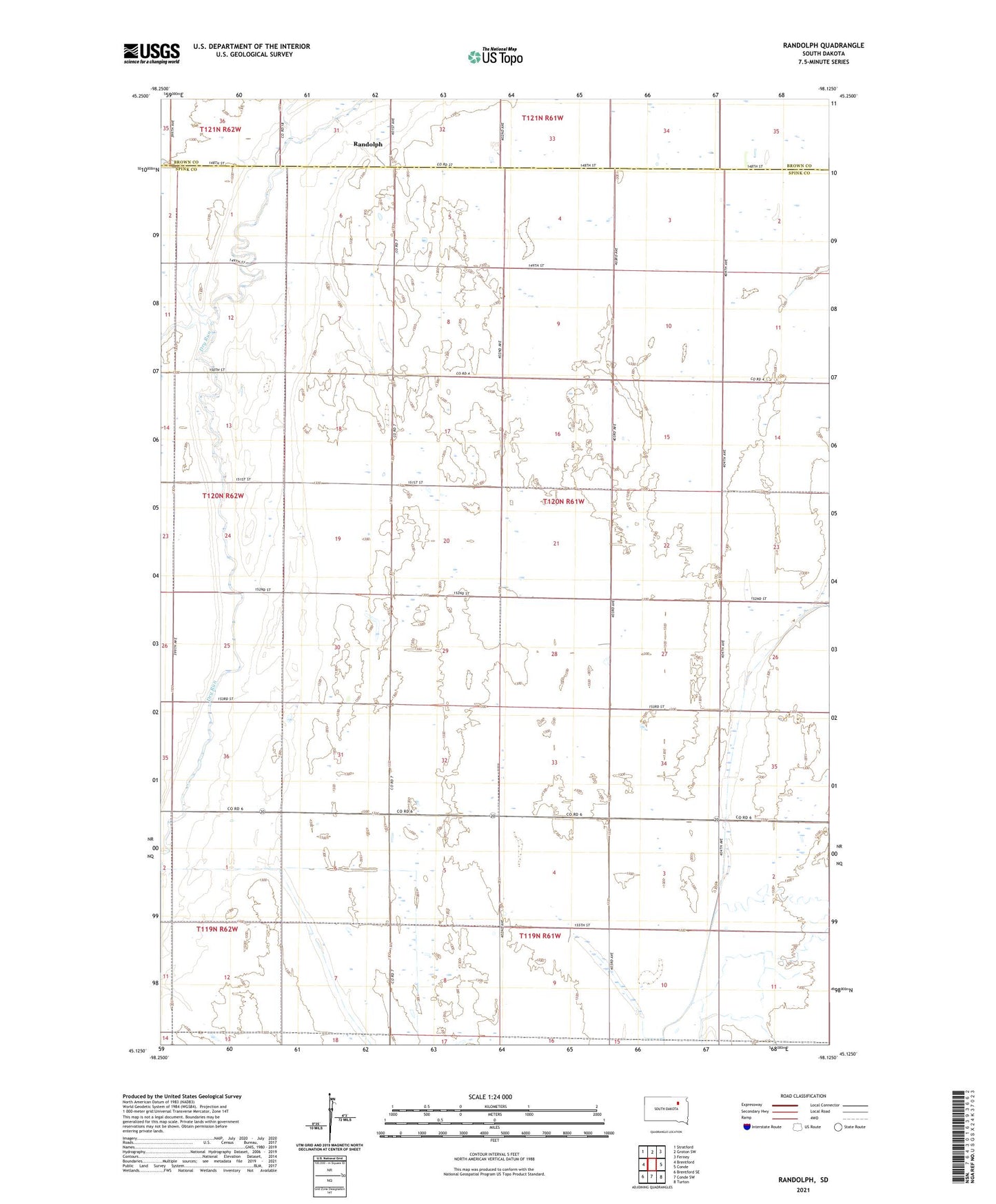Randolph South Dakota US Topo Map Image