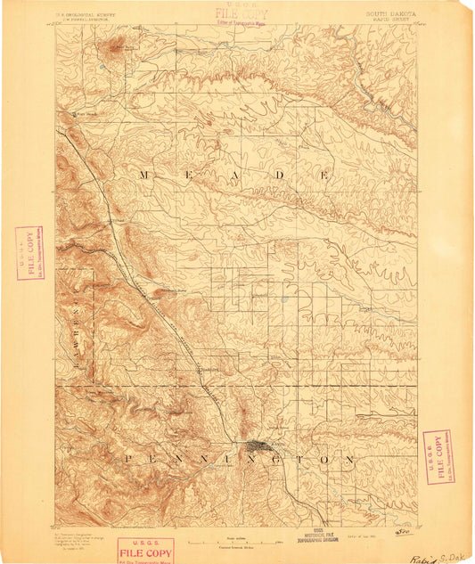 Historic 1893 Rapid South Dakota 30'x30' Topo Map Image
