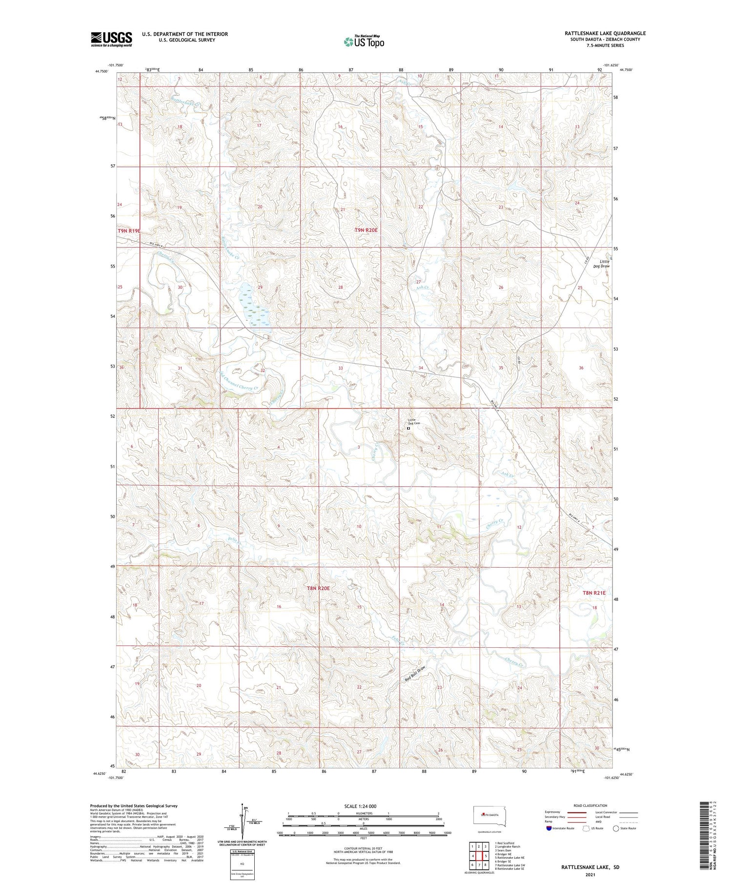 Rattlesnake Lake South Dakota US Topo Map Image