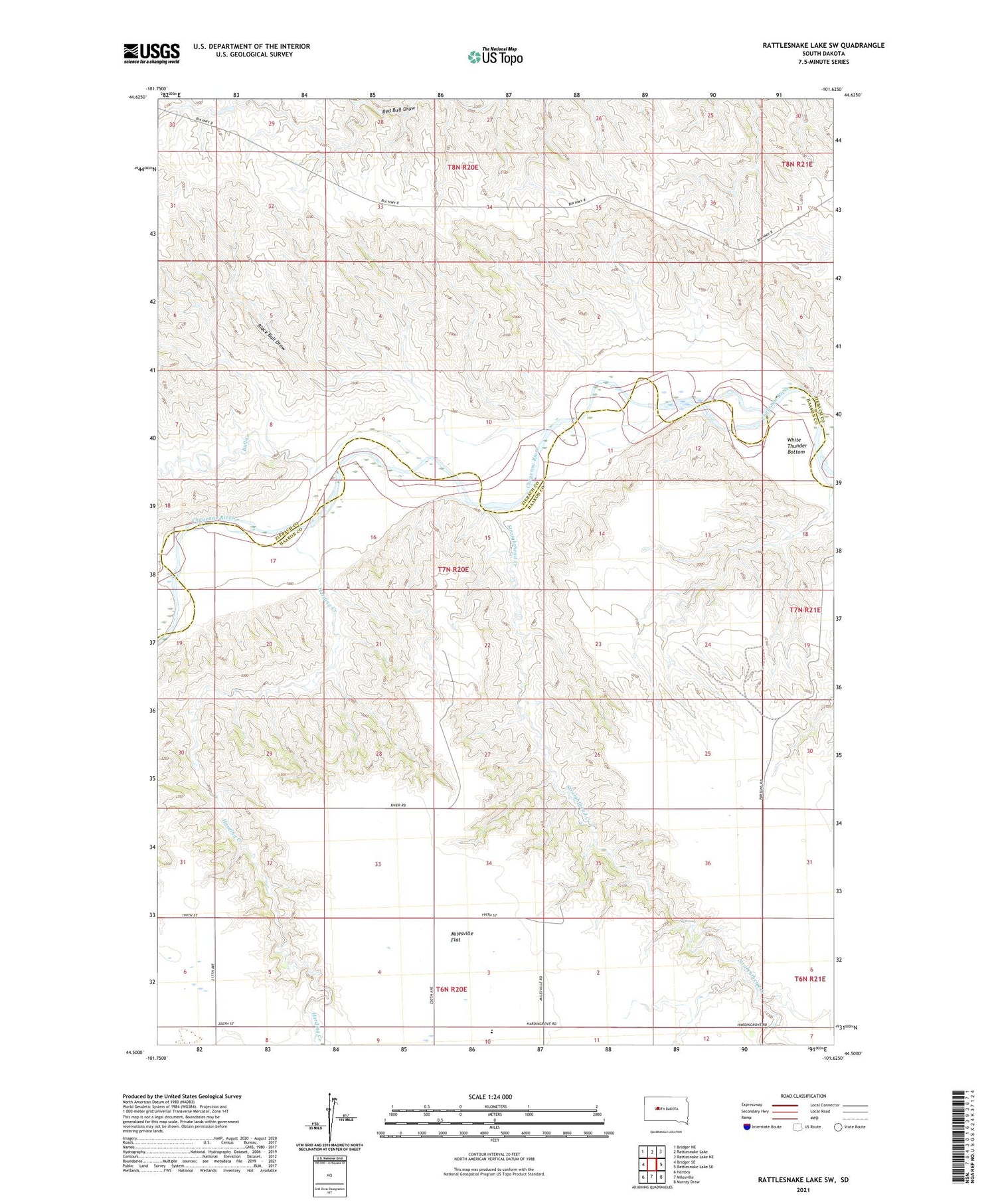 Rattlesnake Lake SW South Dakota US Topo Map Image