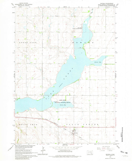 Classic USGS Ravinia South Dakota 7.5'x7.5' Topo Map Image