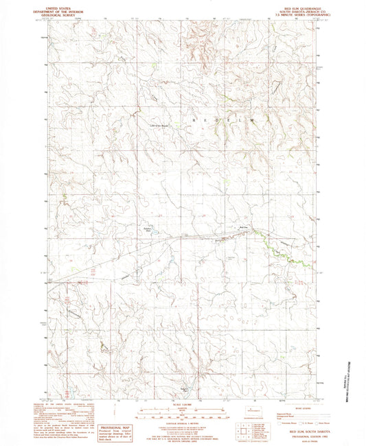 Classic USGS Red Elm South Dakota 7.5'x7.5' Topo Map Image