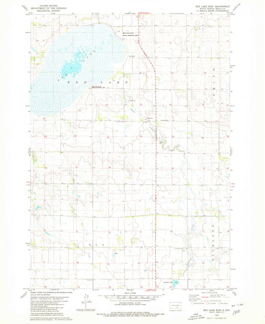 Classic USGS Red Lake East South Dakota 7.5'x7.5' Topo Map Image