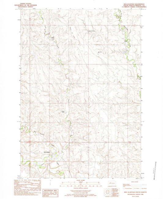 Classic USGS Red Scaffold South Dakota 7.5'x7.5' Topo Map Image