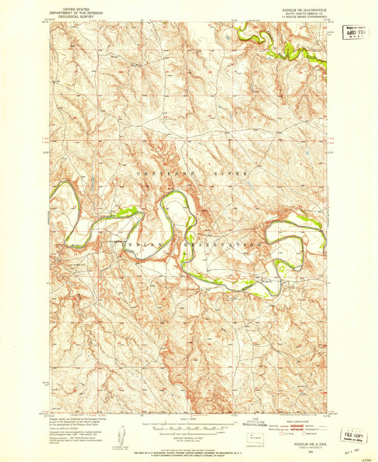 Classic USGS Red Elm NE South Dakota 7.5'x7.5' Topo Map Image