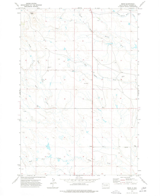 Classic USGS Redig South Dakota 7.5'x7.5' Topo Map Image