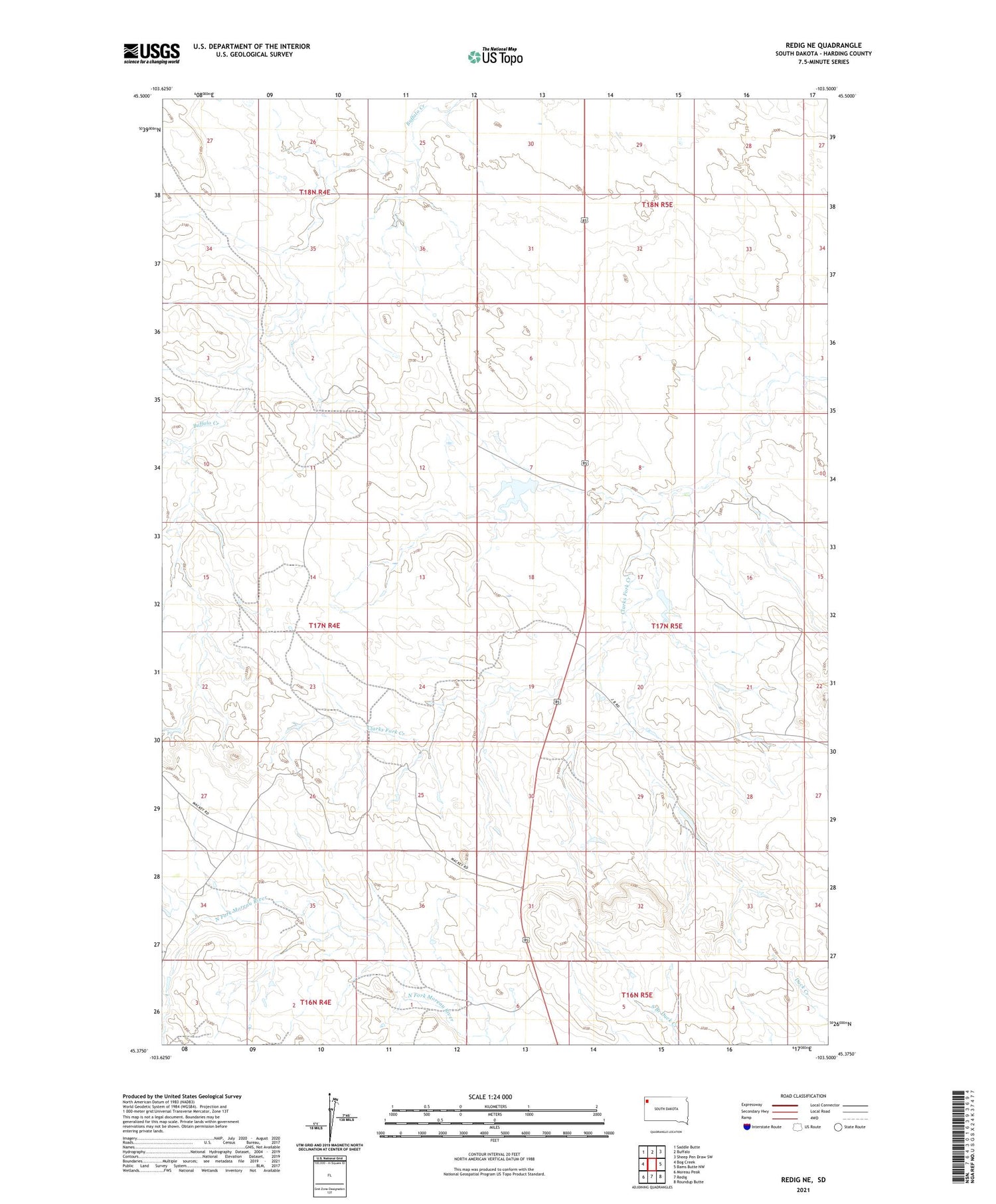 Redig NE South Dakota US Topo Map Image