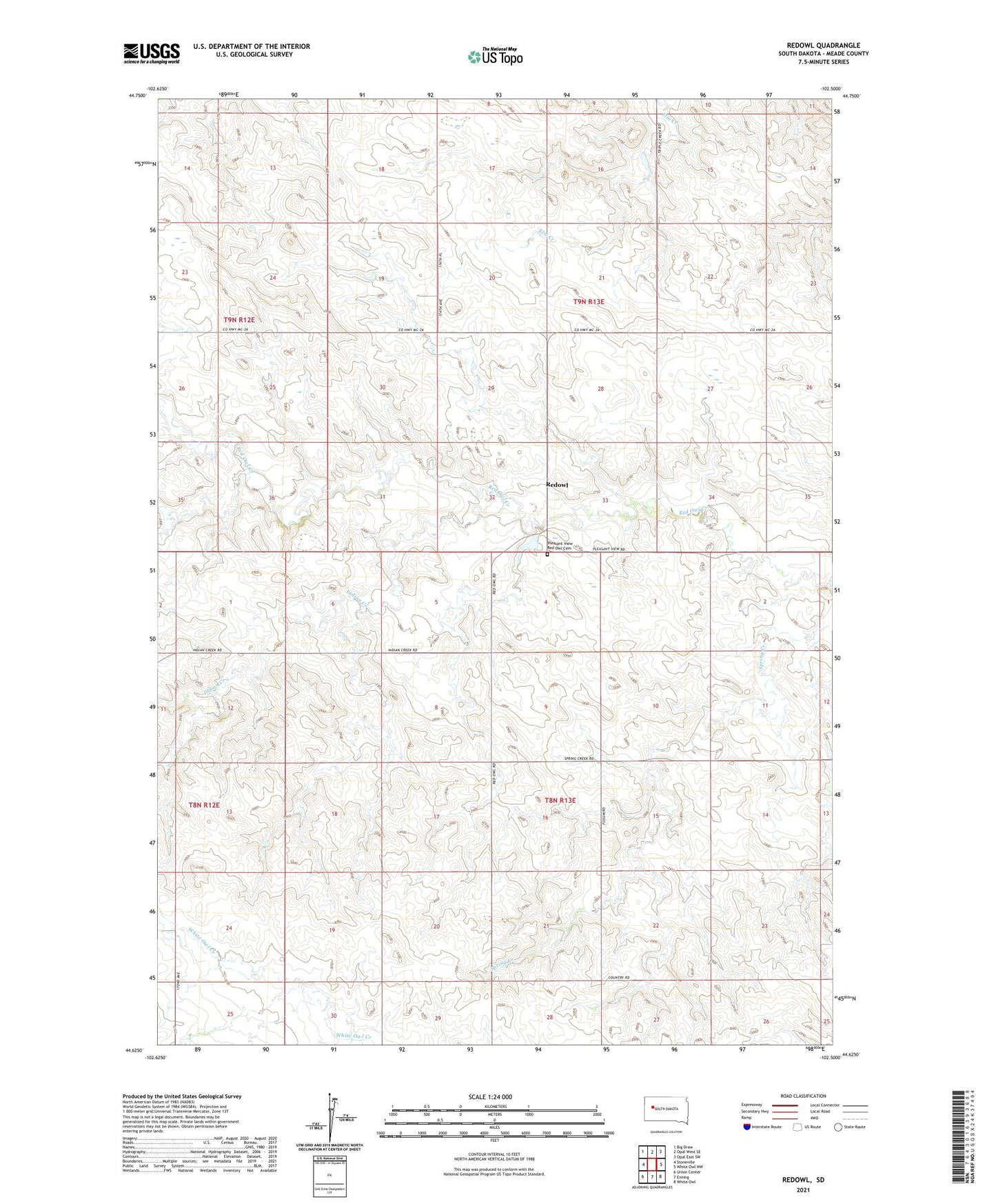 Redowl South Dakota US Topo Map Image