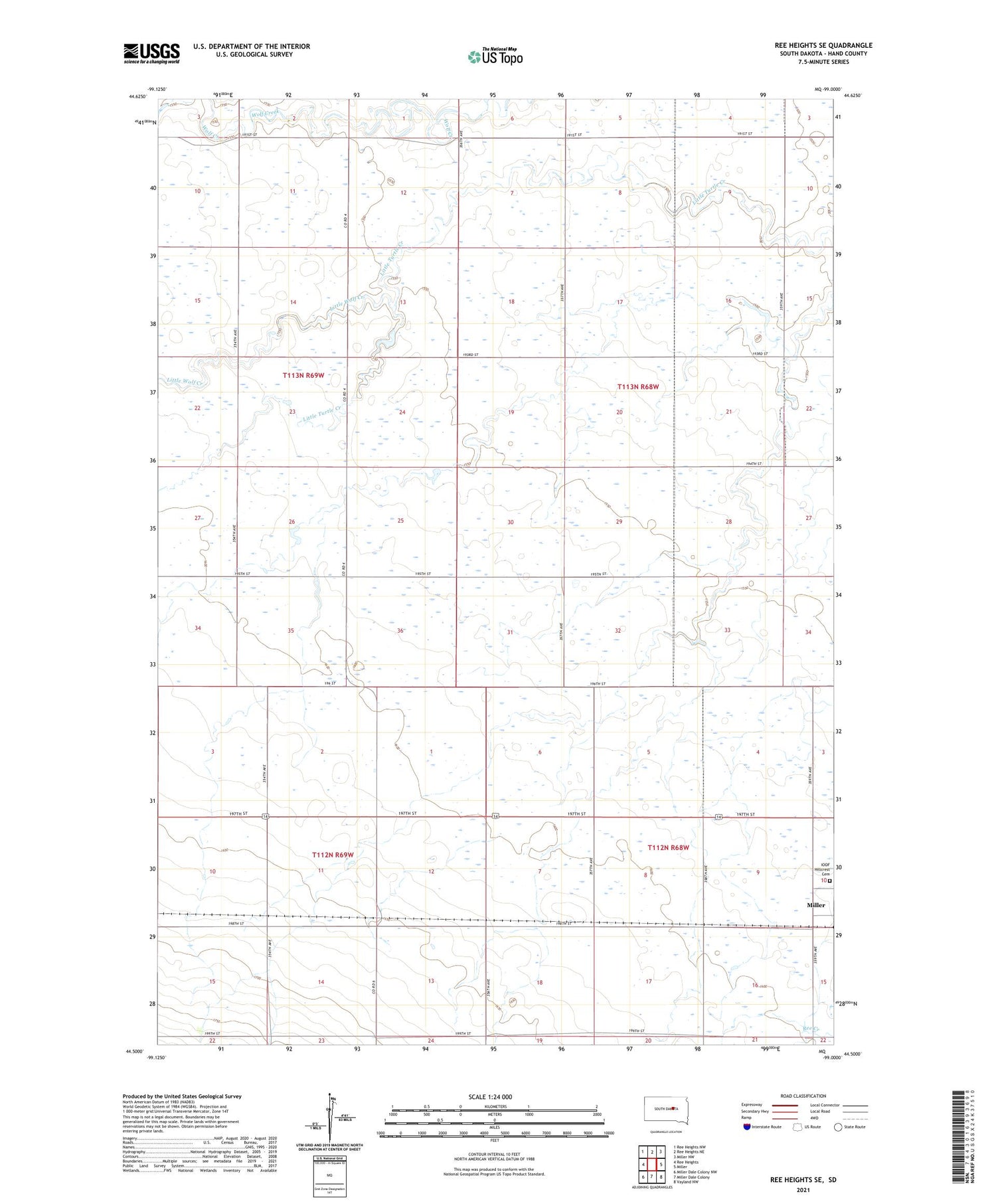 Ree Heights SE South Dakota US Topo Map Image