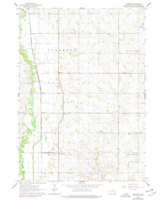 Classic USGS Renner South Dakota 7.5'x7.5' Topo Map Image