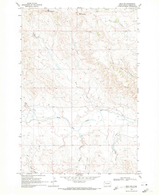 Classic USGS Reva NW South Dakota 7.5'x7.5' Topo Map Image