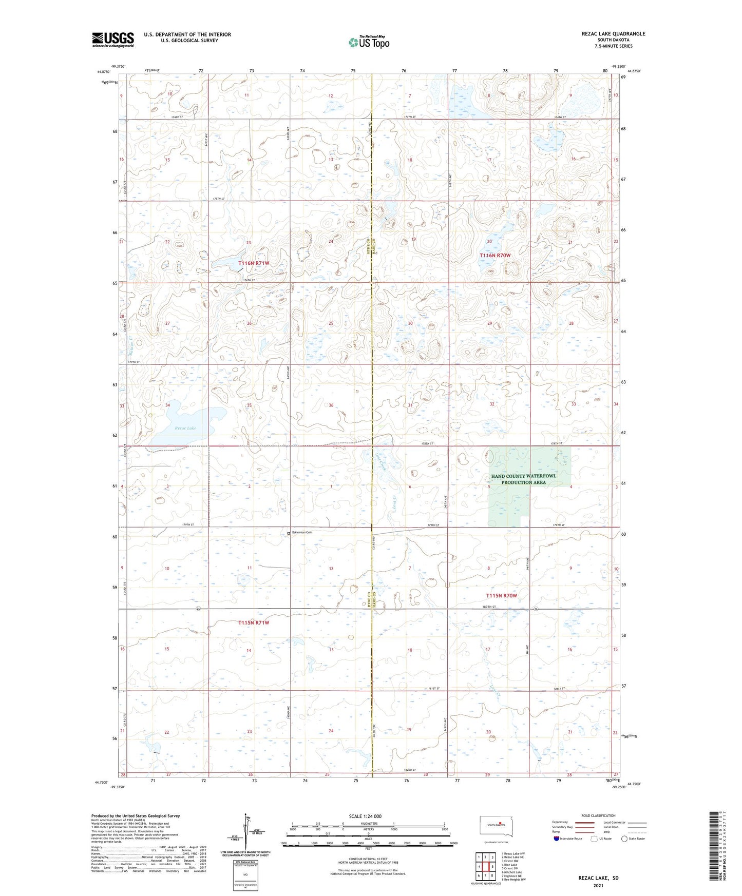 Rezac Lake South Dakota US Topo Map Image