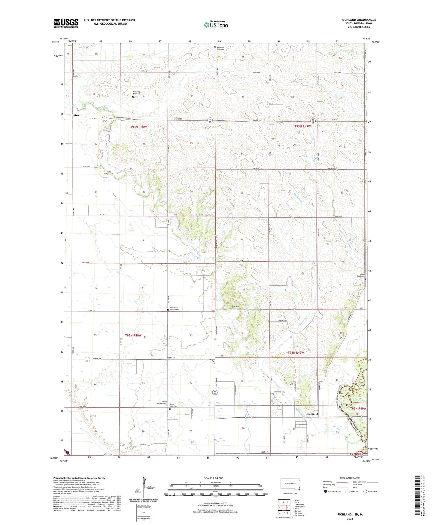 Richland South Dakota US Topo Map Image