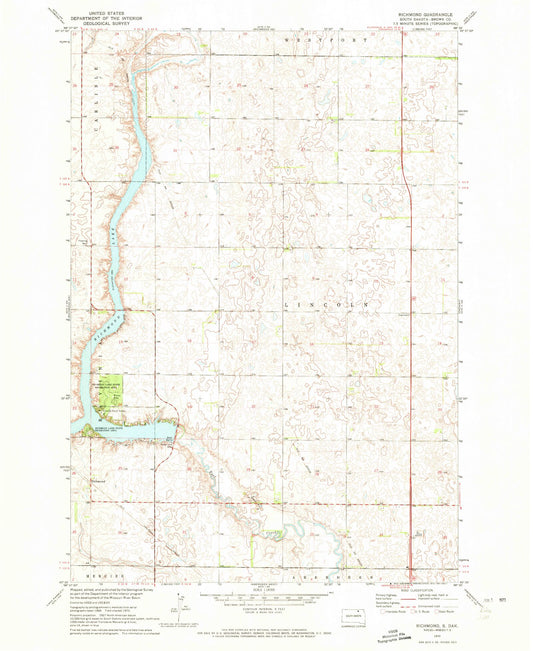 Classic USGS Richmond South Dakota 7.5'x7.5' Topo Map Image