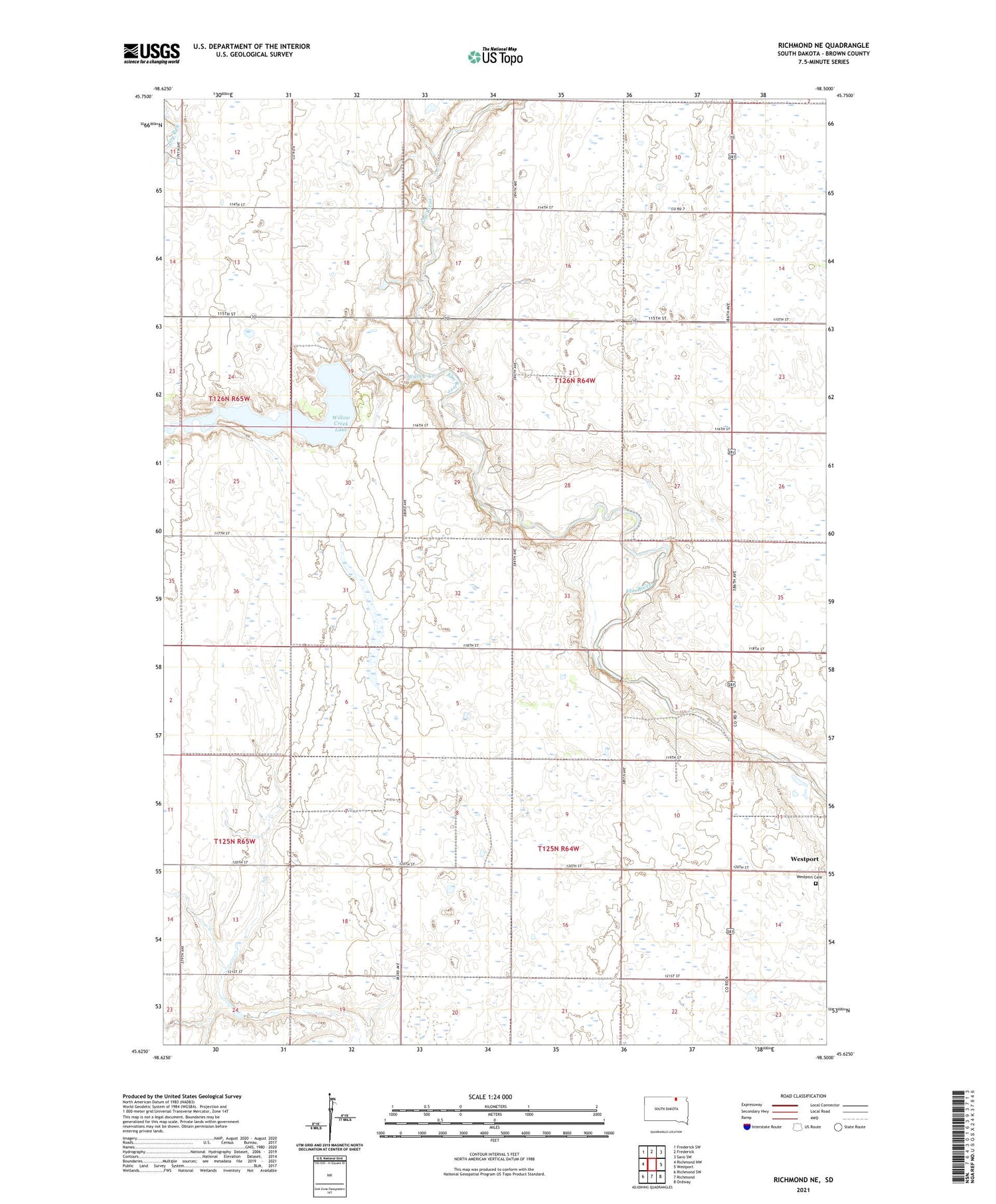 Richmond NE South Dakota US Topo Map Image
