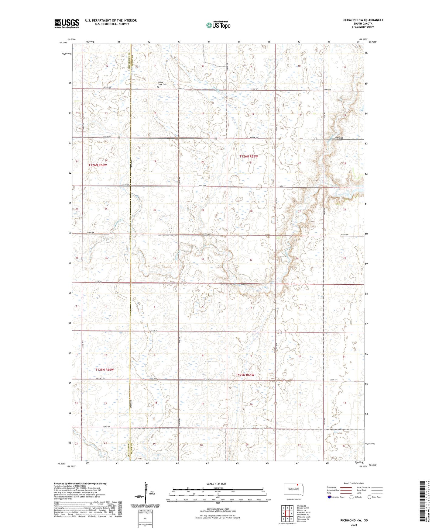 Richmond NW South Dakota US Topo Map Image