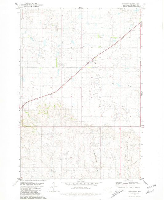 Classic USGS Ridgeview South Dakota 7.5'x7.5' Topo Map Image