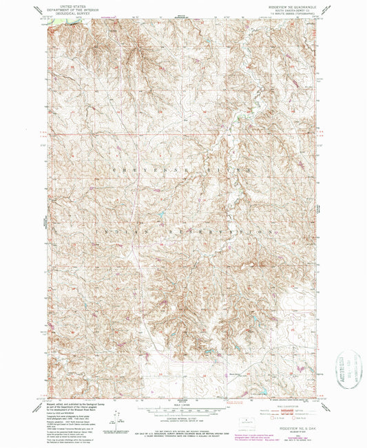 Classic USGS Ridgeview NE South Dakota 7.5'x7.5' Topo Map Image