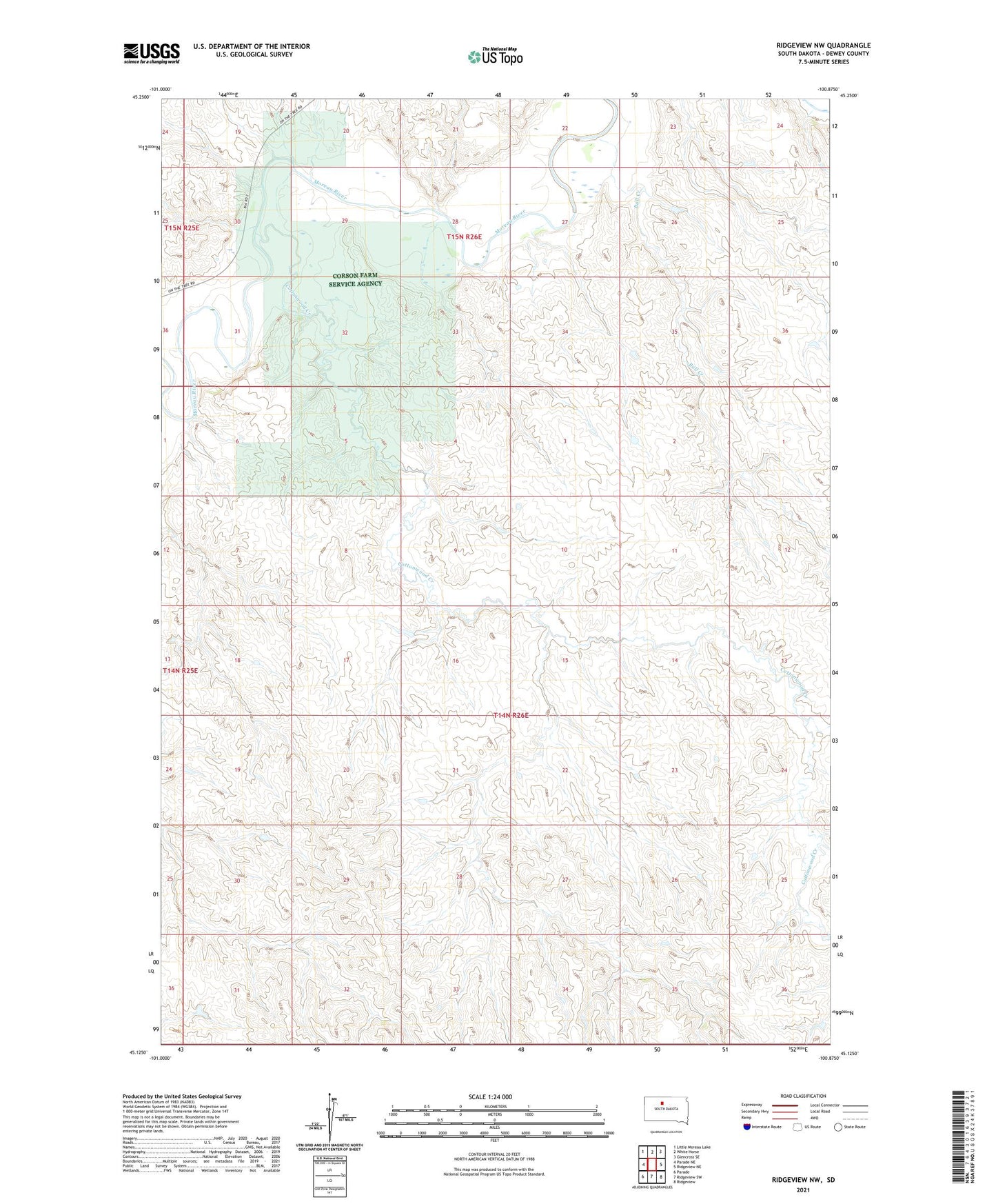 Ridgeview NW South Dakota US Topo Map Image