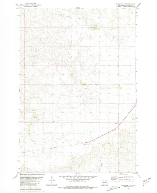 Classic USGS Ridgeview SW South Dakota 7.5'x7.5' Topo Map Image