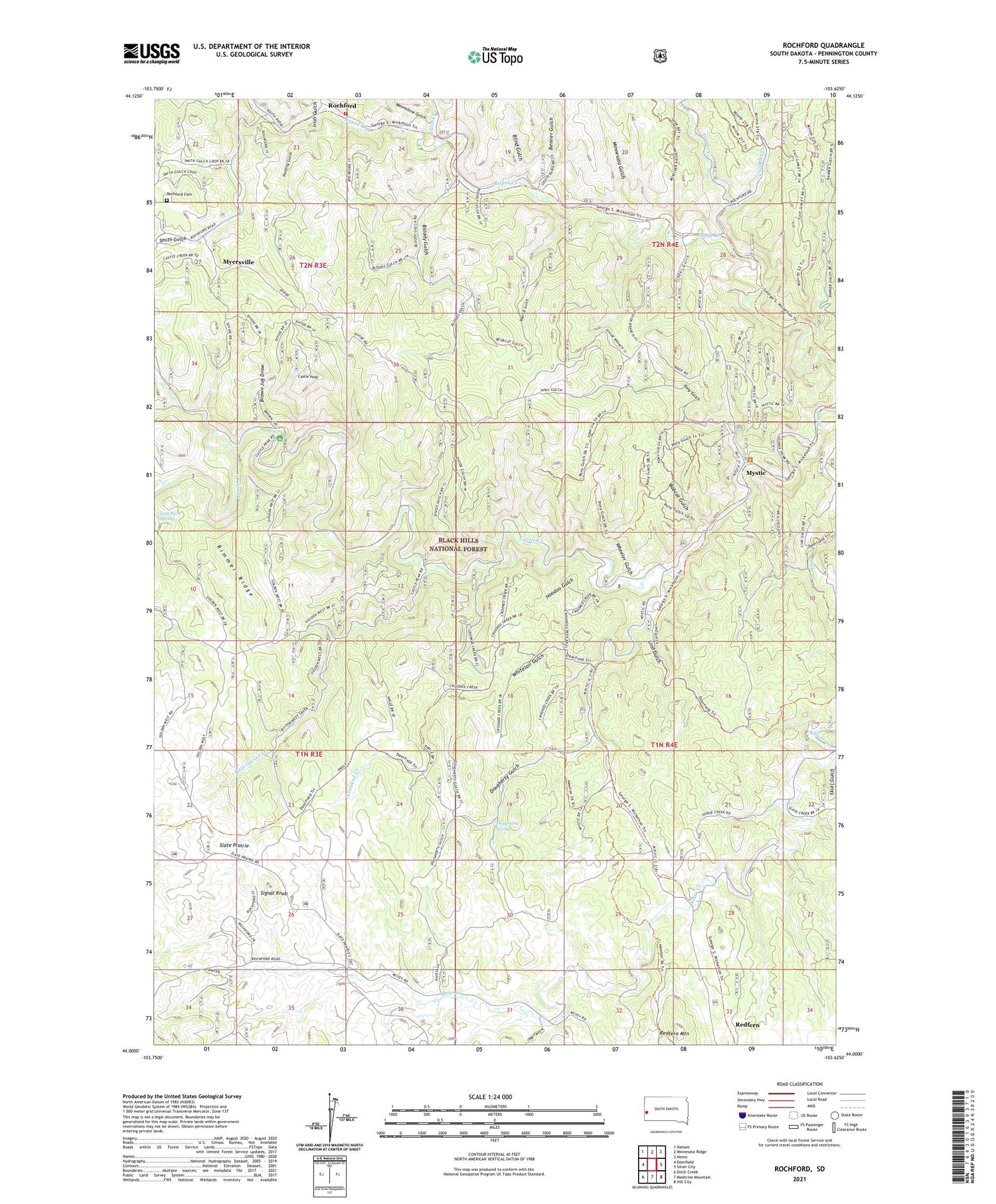 Rochford South Dakota US Topo Map Image