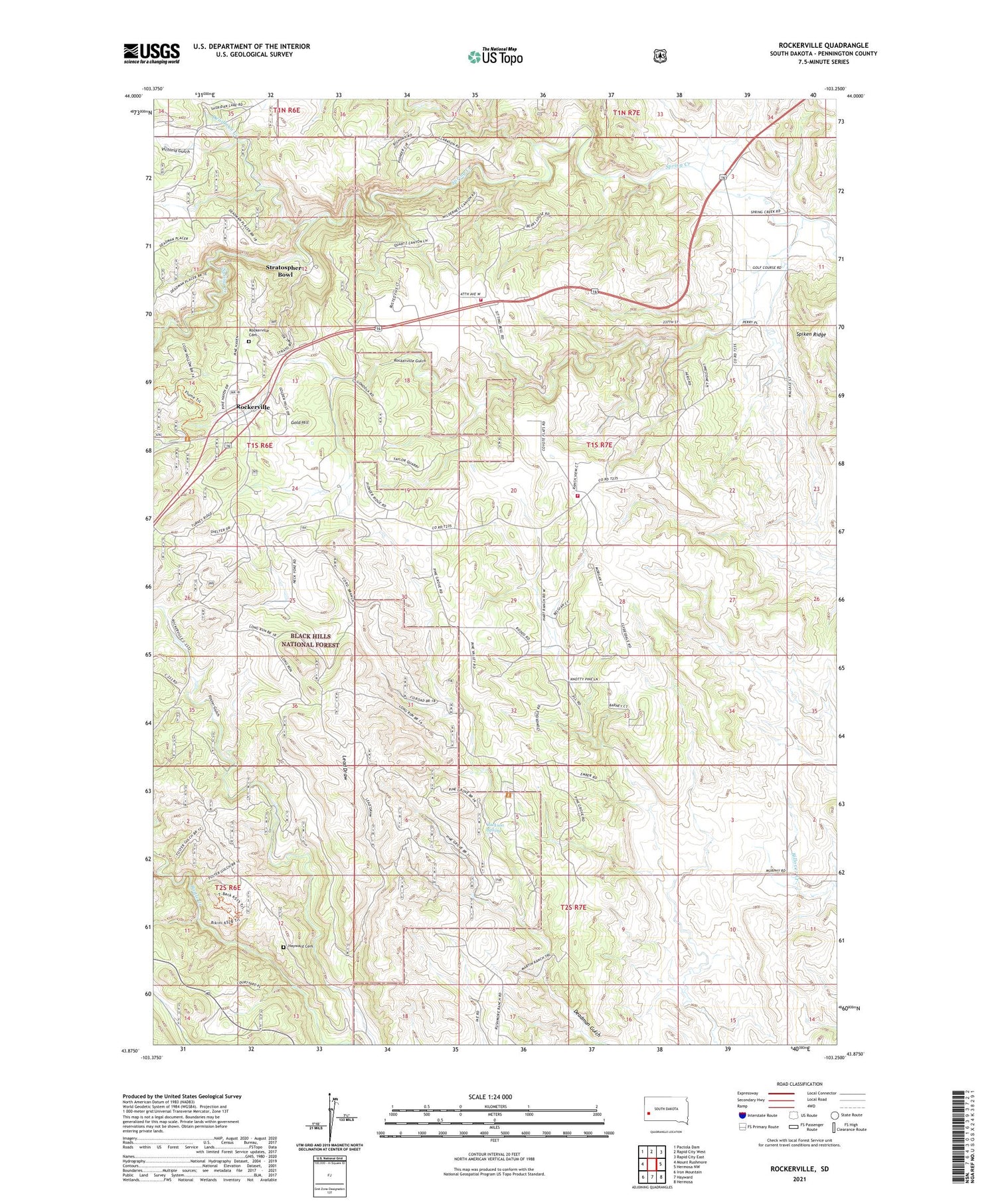 Rockerville South Dakota US Topo Map Image