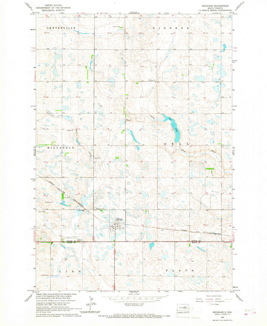 Classic USGS Rockham South Dakota 7.5'x7.5' Topo Map Image