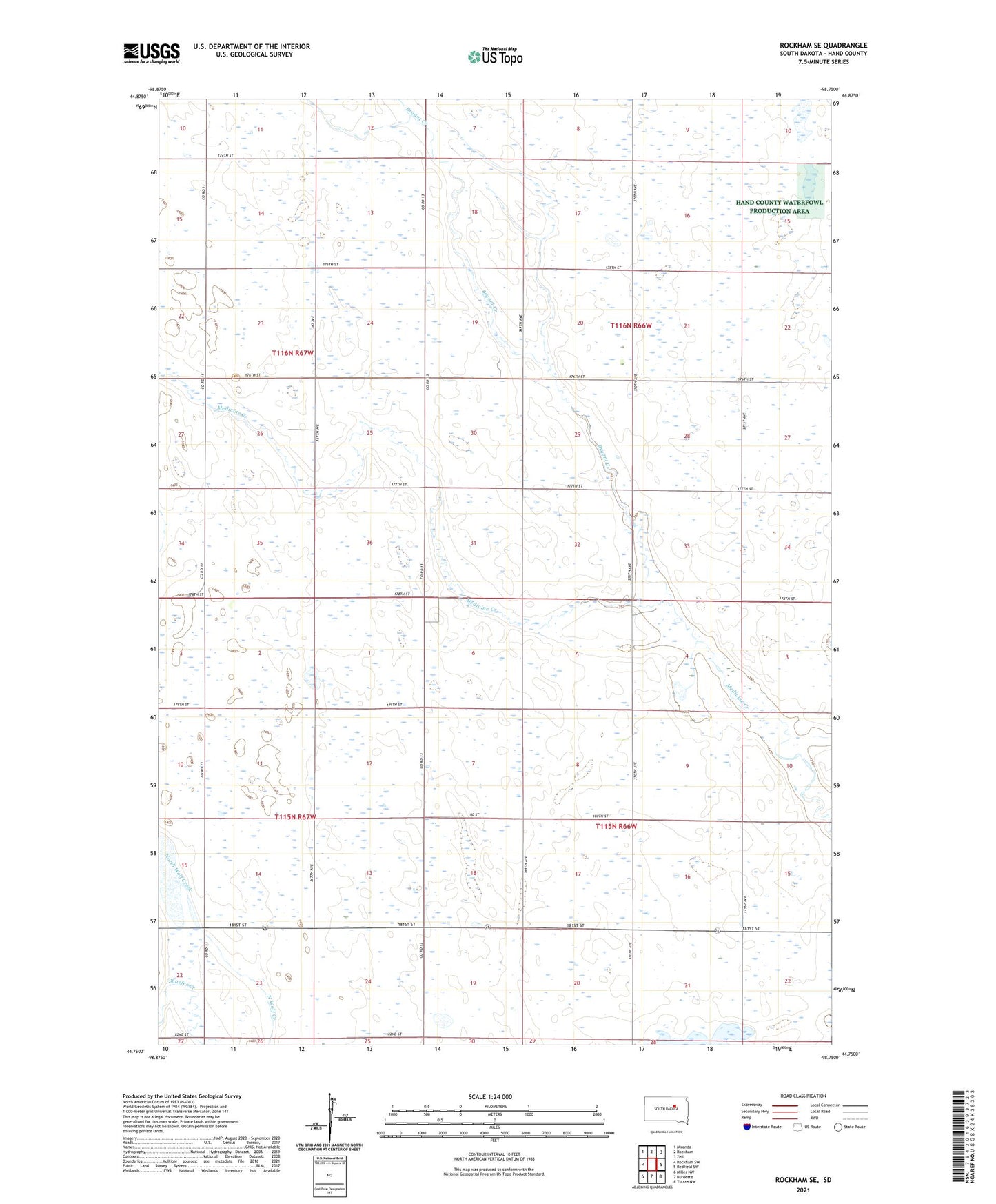 Rockham SE South Dakota US Topo Map Image