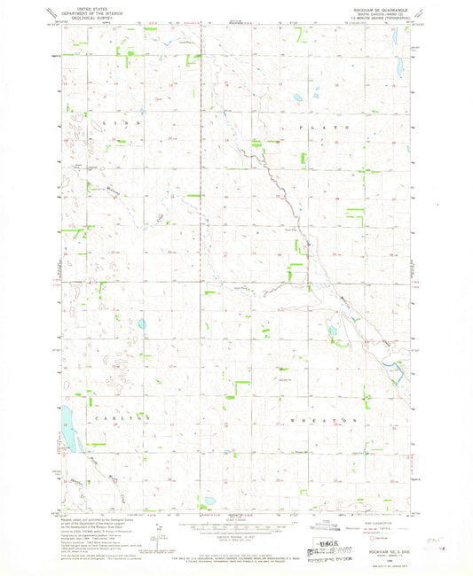 Classic USGS Rockham SE South Dakota 7.5'x7.5' Topo Map Image
