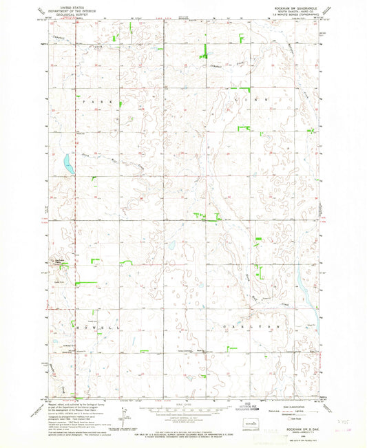 Classic USGS Rockham SW South Dakota 7.5'x7.5' Topo Map Image