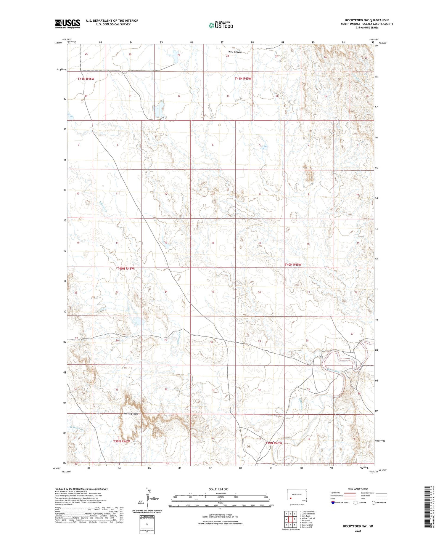 Rockyford NW South Dakota US Topo Map Image