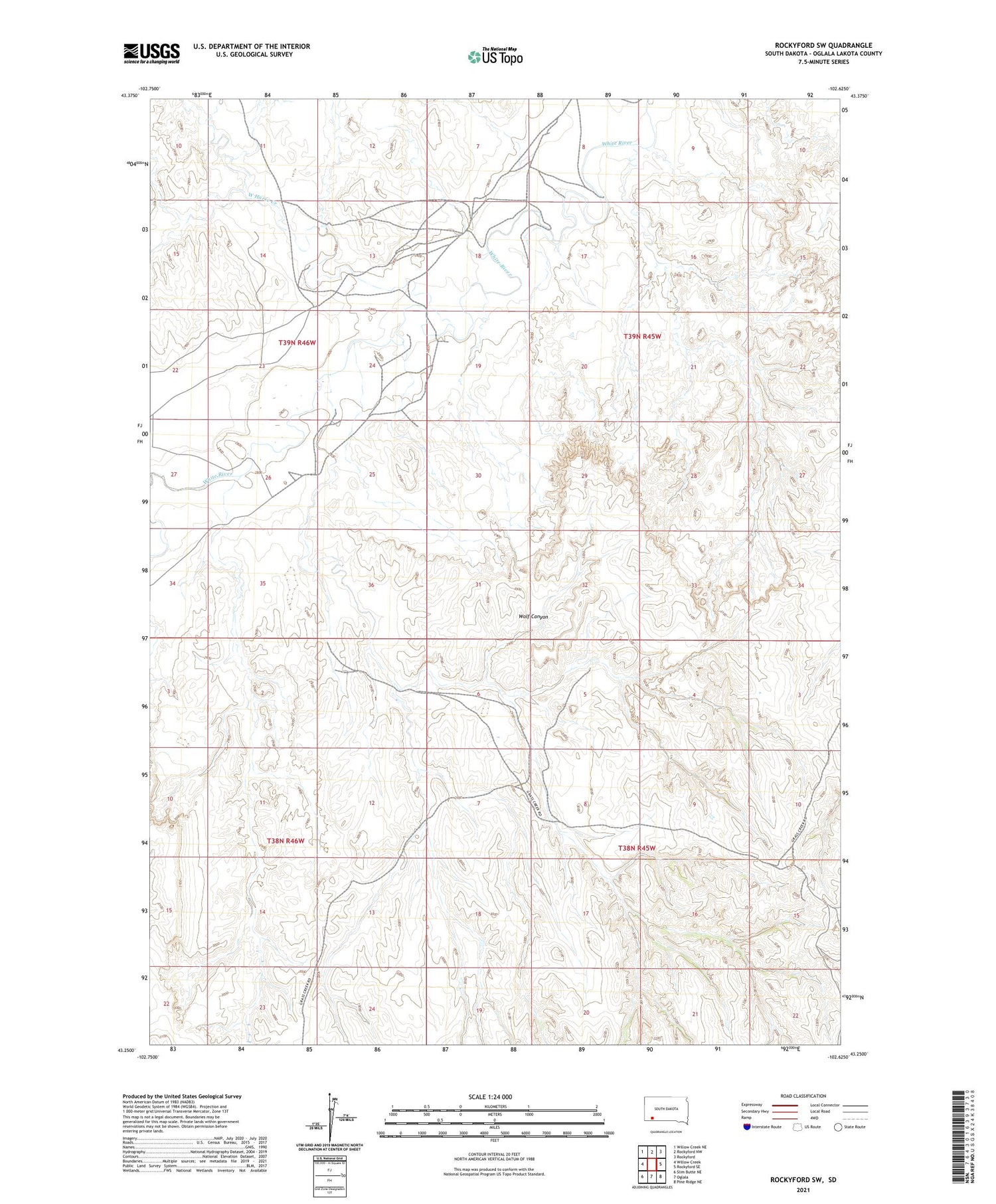 Rockyford SW South Dakota US Topo Map Image