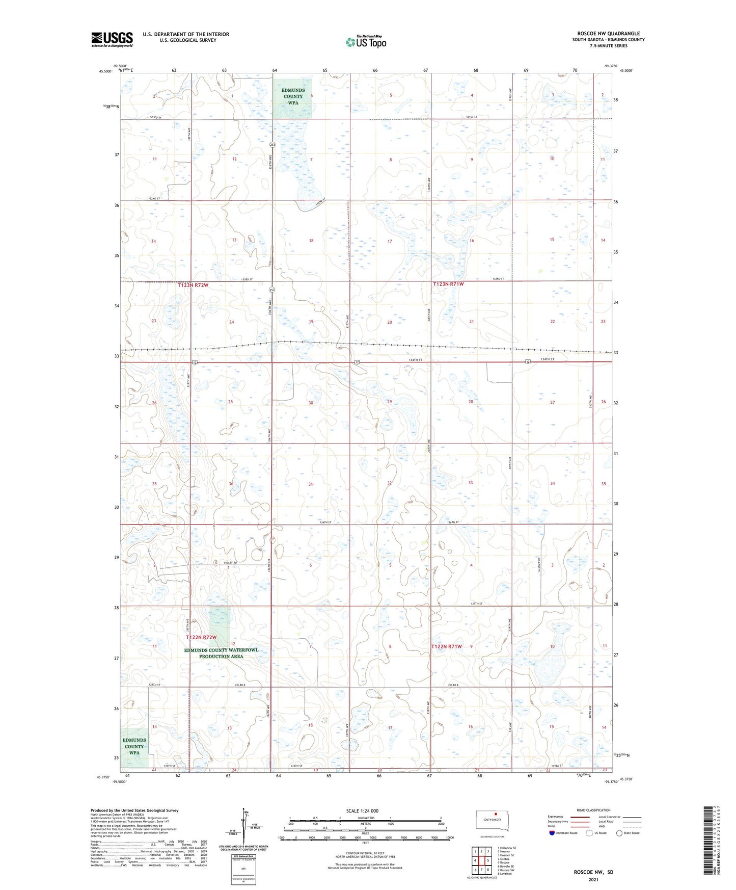 Roscoe NW South Dakota US Topo Map Image