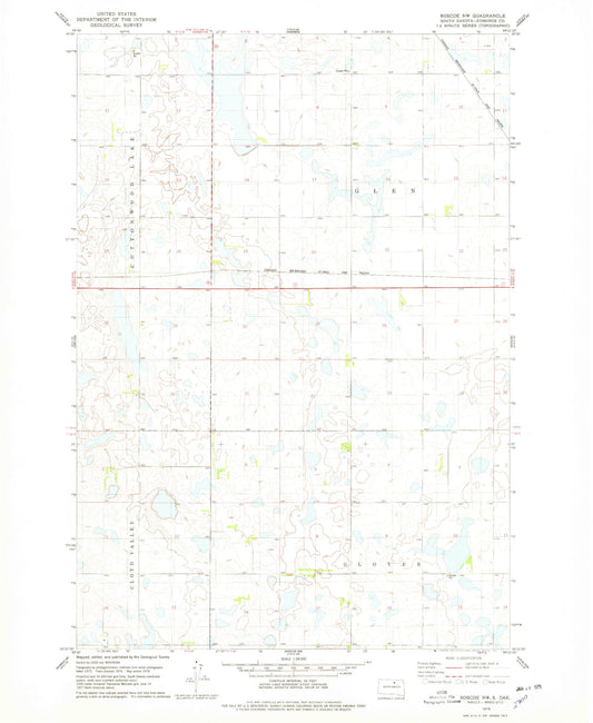 Classic USGS Roscoe NW South Dakota 7.5'x7.5' Topo Map Image