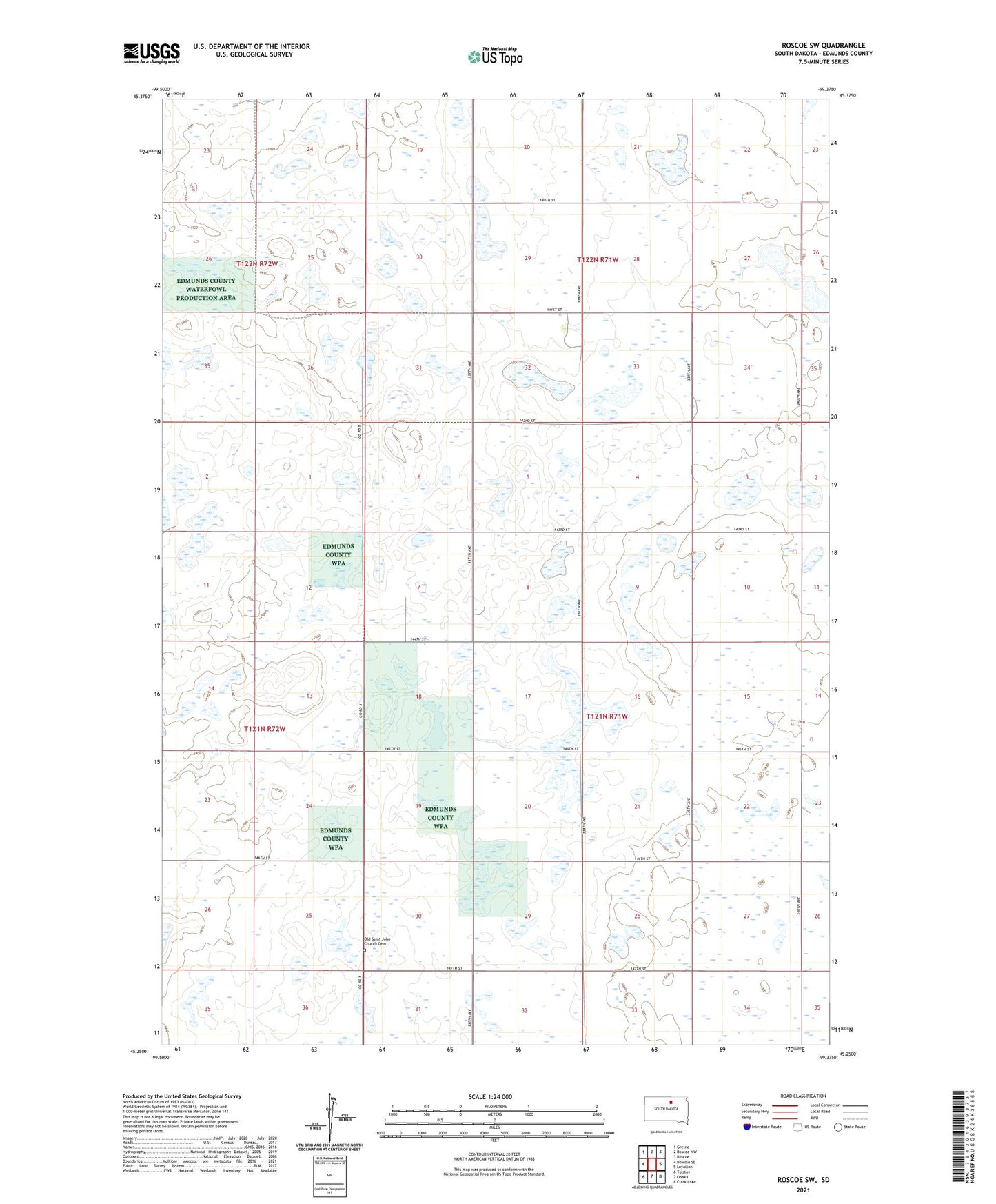 Roscoe SW South Dakota US Topo Map Image