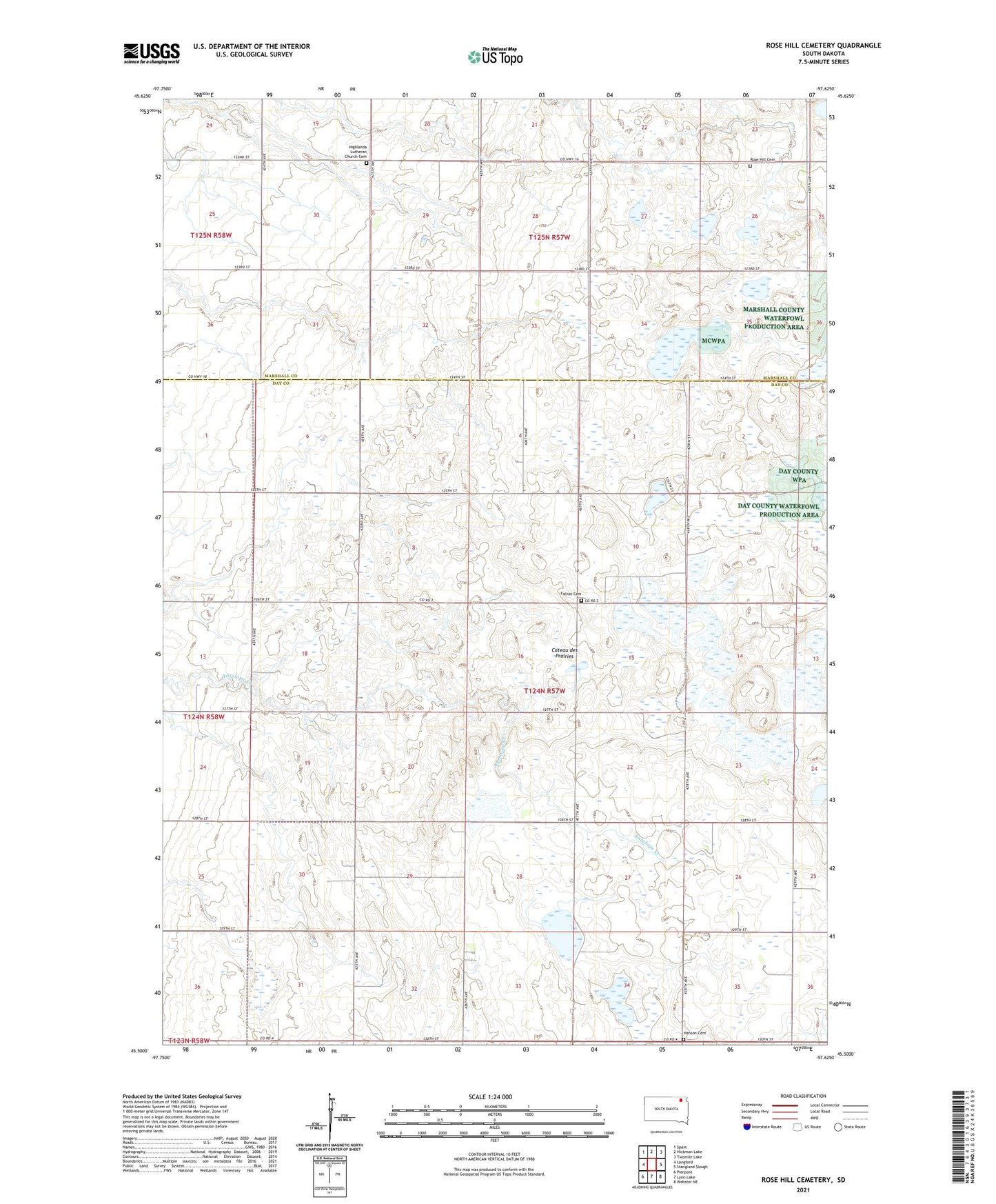 Rose Hill Cemetery South Dakota US Topo Map Image