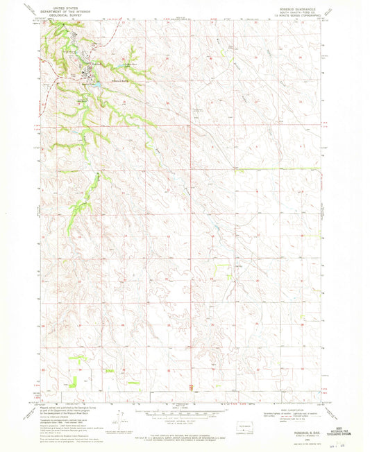 Classic USGS Rosebud South Dakota 7.5'x7.5' Topo Map Image